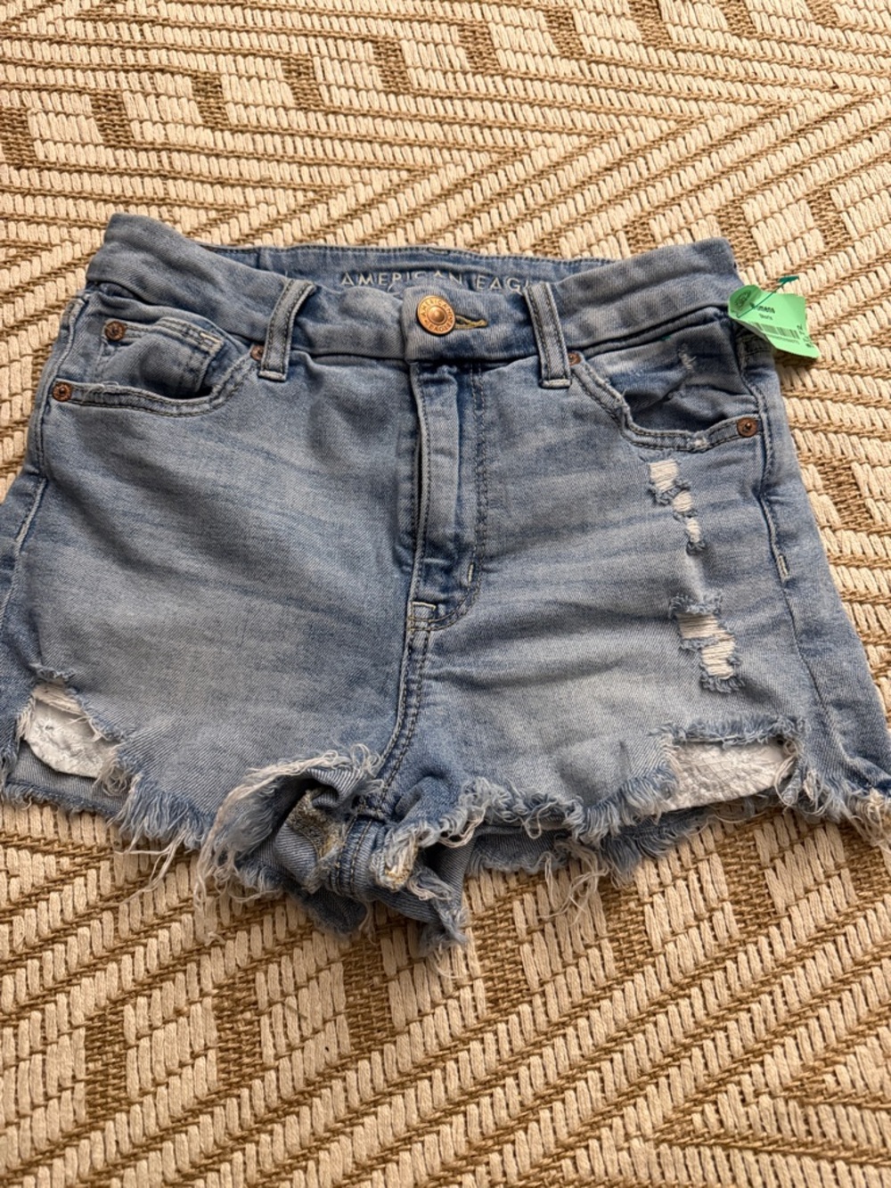 American Eagle Curvy hi-rise shortie denim shorts size 0